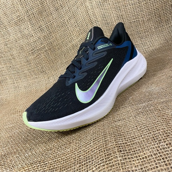 Nike Zoom  Running Shoe WinFlo Black Blue Size 9.5 - Picture 2 of 9